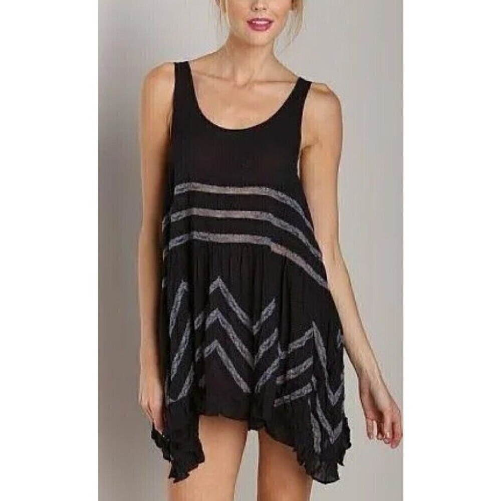 Free People Viole Lace Trapeze Slip Dress Black XS Gray Lace